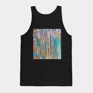 Color Drip Abstract in Teal Pink Beige Tank Top